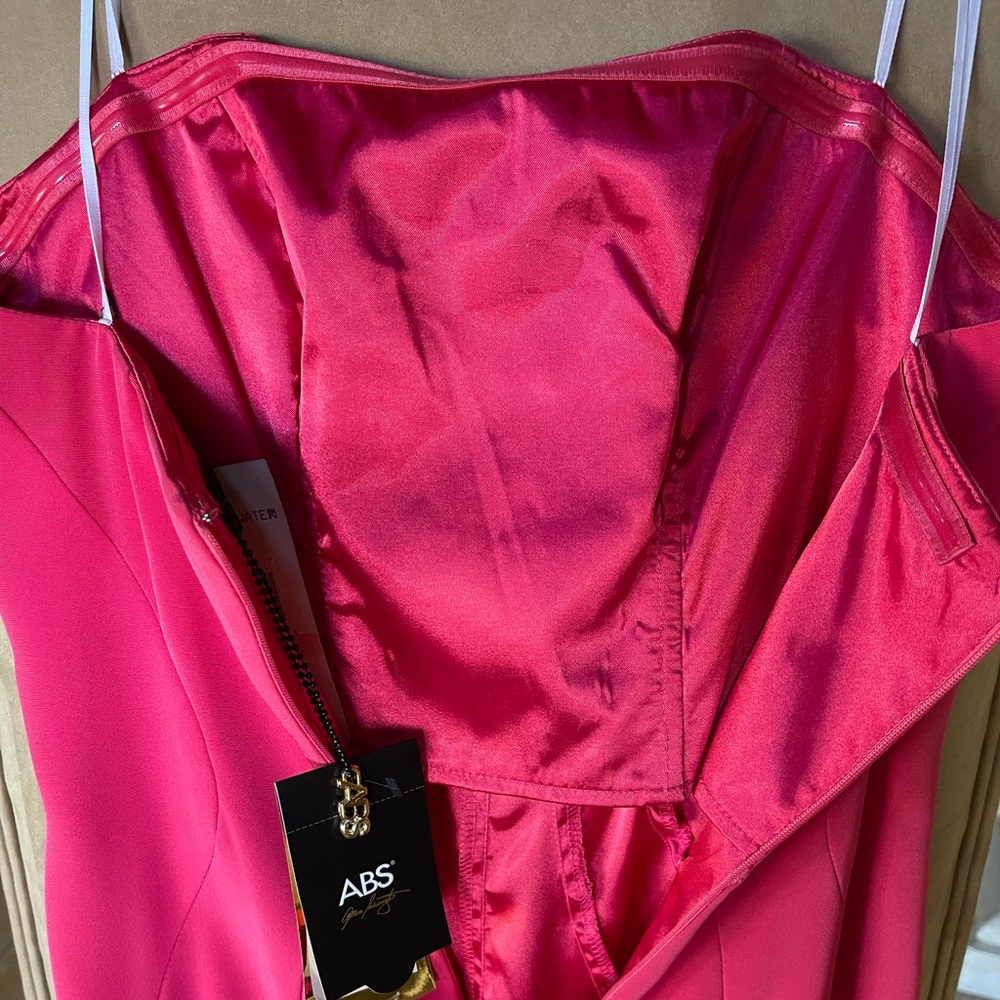 ABS Allen Schwartz Pink Strapless Front-Slit Gown 2 - Picture 4 of 10